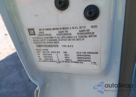 2003 GMC Yukon Xl 1500 Slt z USA, uszkodzony, nr VIN 3GKFK16Z53G291678